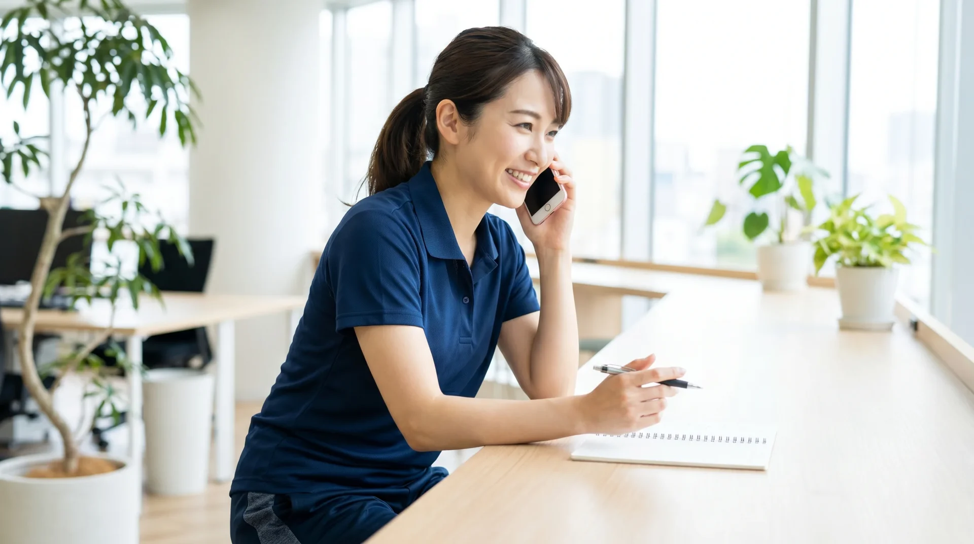 電話対応する女性スタッフ